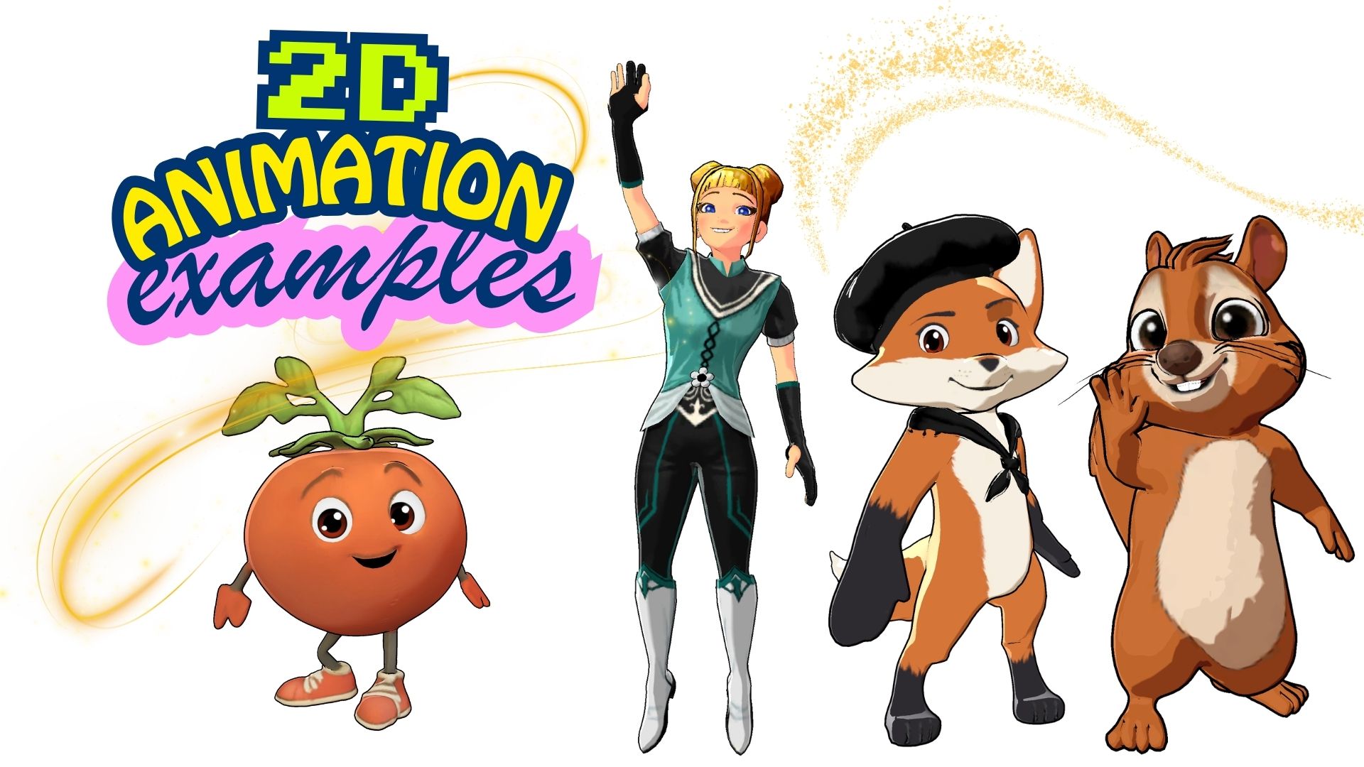 2D Animation Examples in the Krikey Video Editor with Anime Girl and Anime Boy Characters