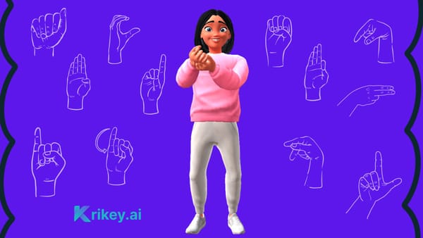 Sign Language cards with cute cartoons and AI Animation in Krikey Video Editor