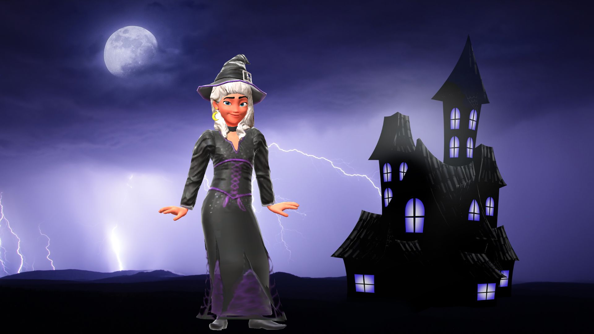 Halloween Lights and cartoon characters made with Krikey AI Animation Maker