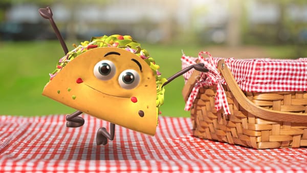Picnic invitations with cute cartoon characters made in the Krikey AI video editor