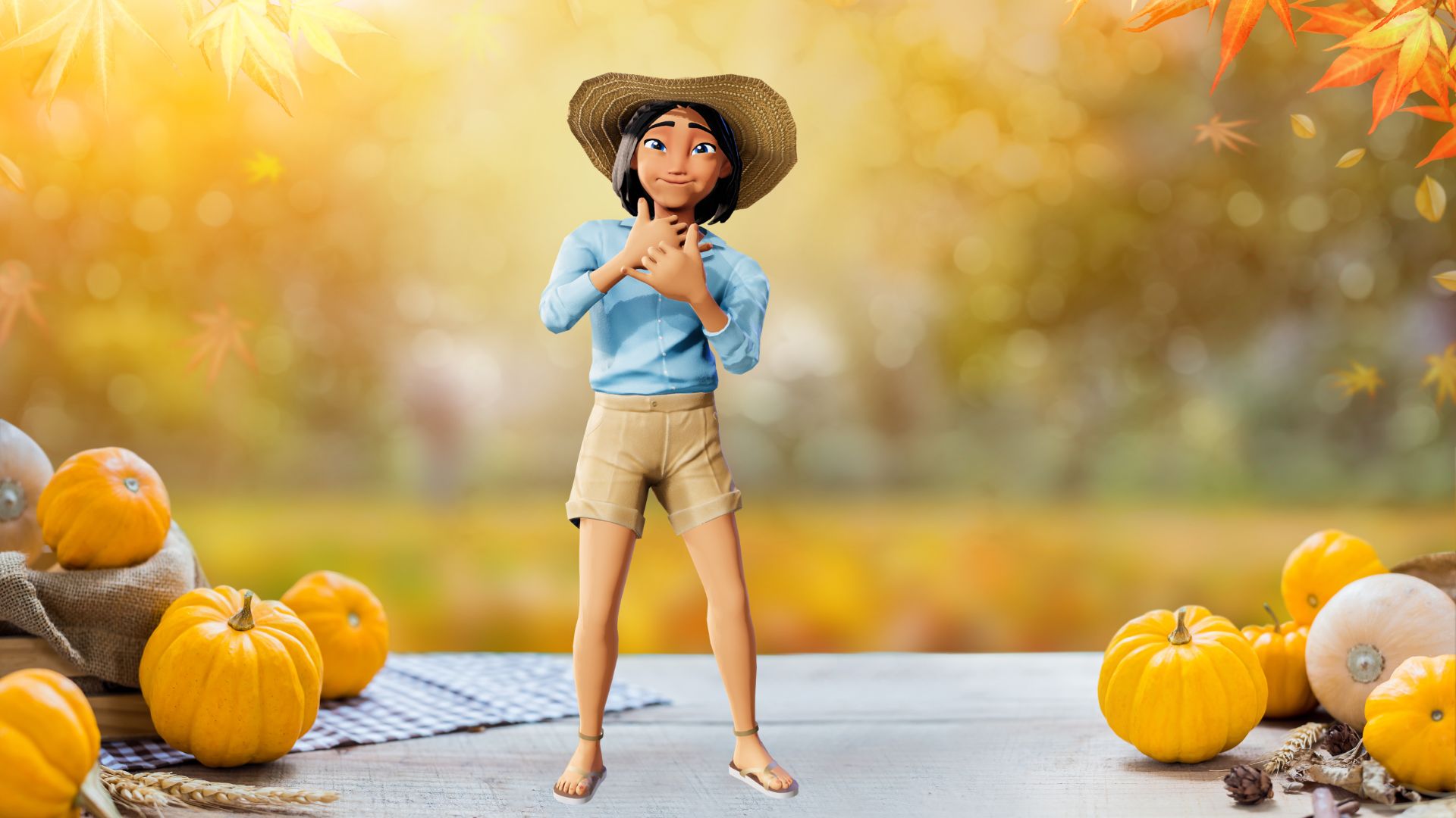 Thanksgiving stickers made with cute cartoon characters in Krikey AI emoji maker